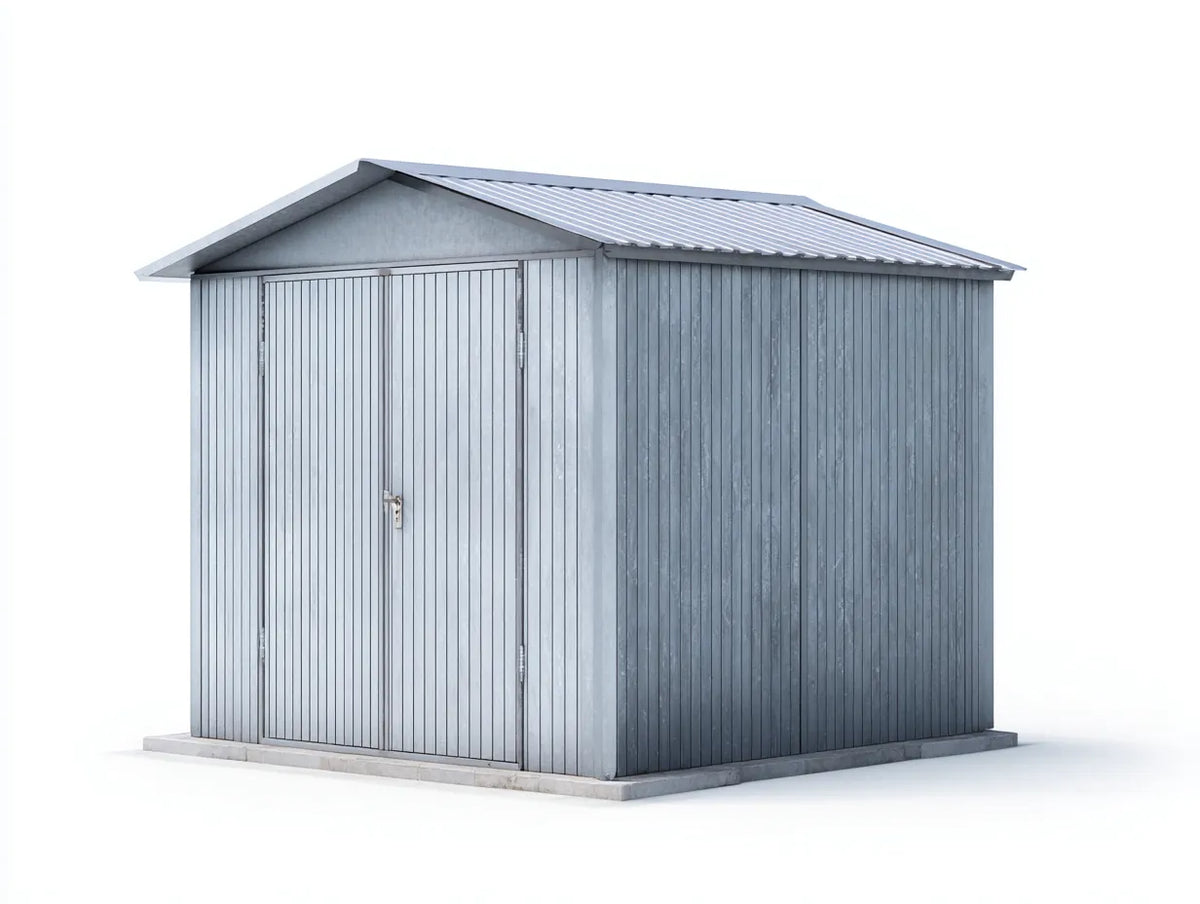 Gartenhäuschen 360×240×250 cm - Metallkonstruktion - beige - geräumiger Außenraum - mit Schiebefenstern und Eingangstür
