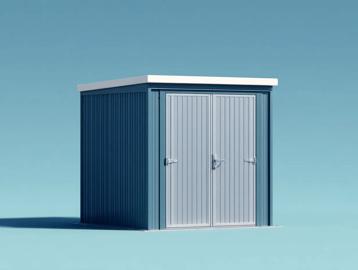 Metall Gartenhäuschen 180×120×200 cm - Blau/Weiß - kompaktes Gerätehaus mit Doppeltür für den Außenbereich