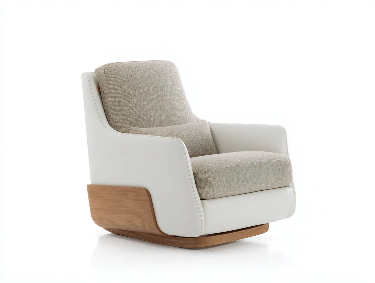 Sessel 78×92×96 cm - Stoff und Holz - beige/holz - für das Wohnzimmer - mit Schaukelfunktion