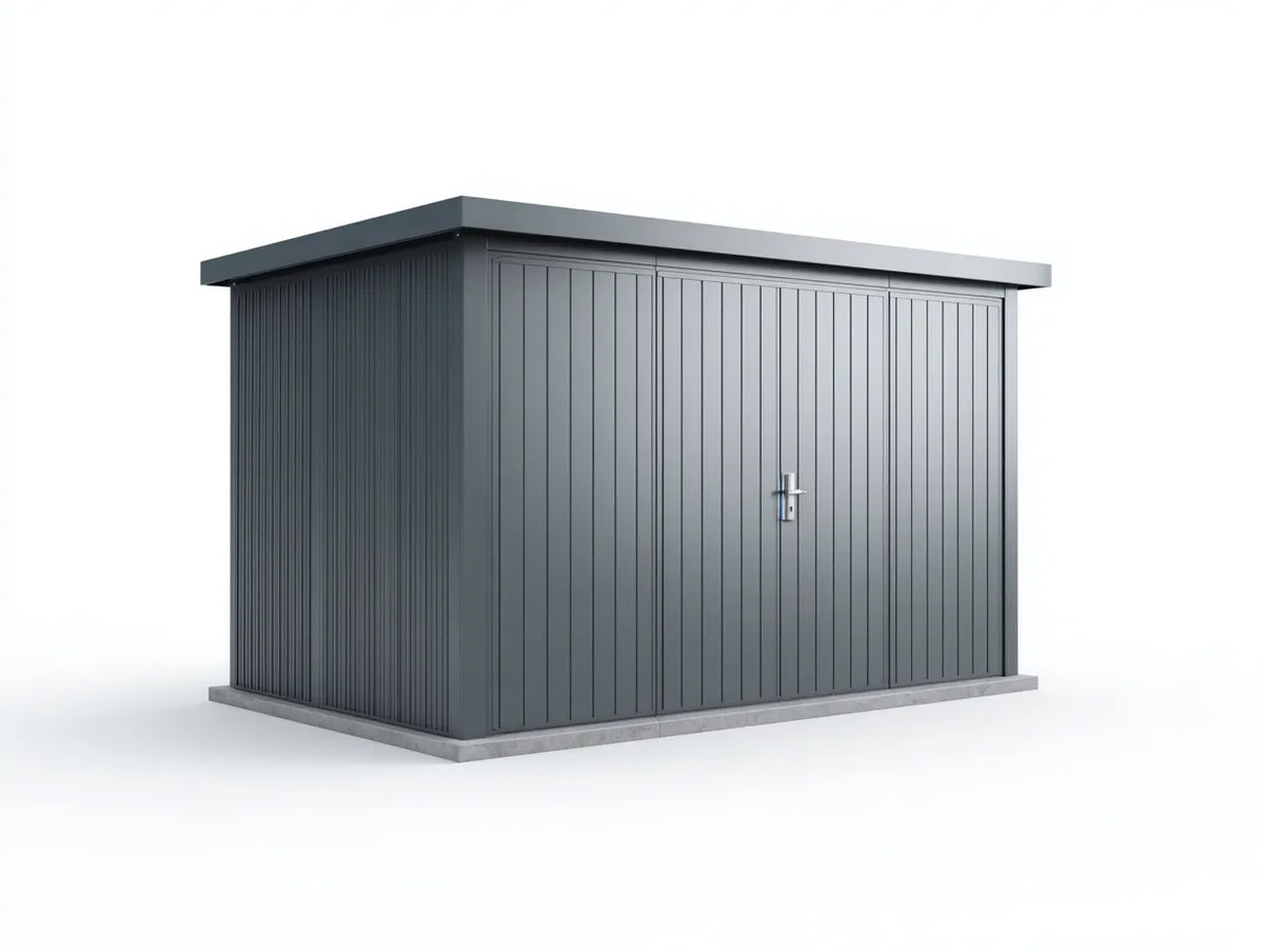 Metall-Gartenhäuschen 200×120×190 cm - Grau - Pultdach für Im Freien