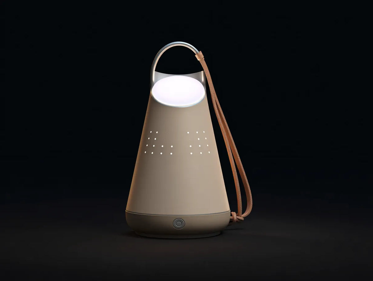 Tragbare Außenlampe 15×15×32 cm - Beige Braun - LED mit Tragebügel für Im Freien