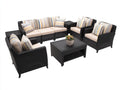 Polyrattan Gartentisch- und Stuhlset 190×75×80 cm - Schwarz Beige - Lounge für Im Freien