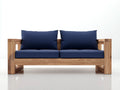 Sofa 190×82×78 cm - Stoff und Holz - blau/holz - für das Wohnzimmer - geradliniges Zweisitzer-Design