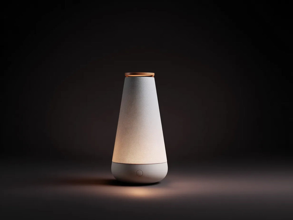 Tragbare Außenlampe 15×15×32 cm - Kunststoff und Metall - weiß-kupfer - warmes Licht - konische Tischleuchte