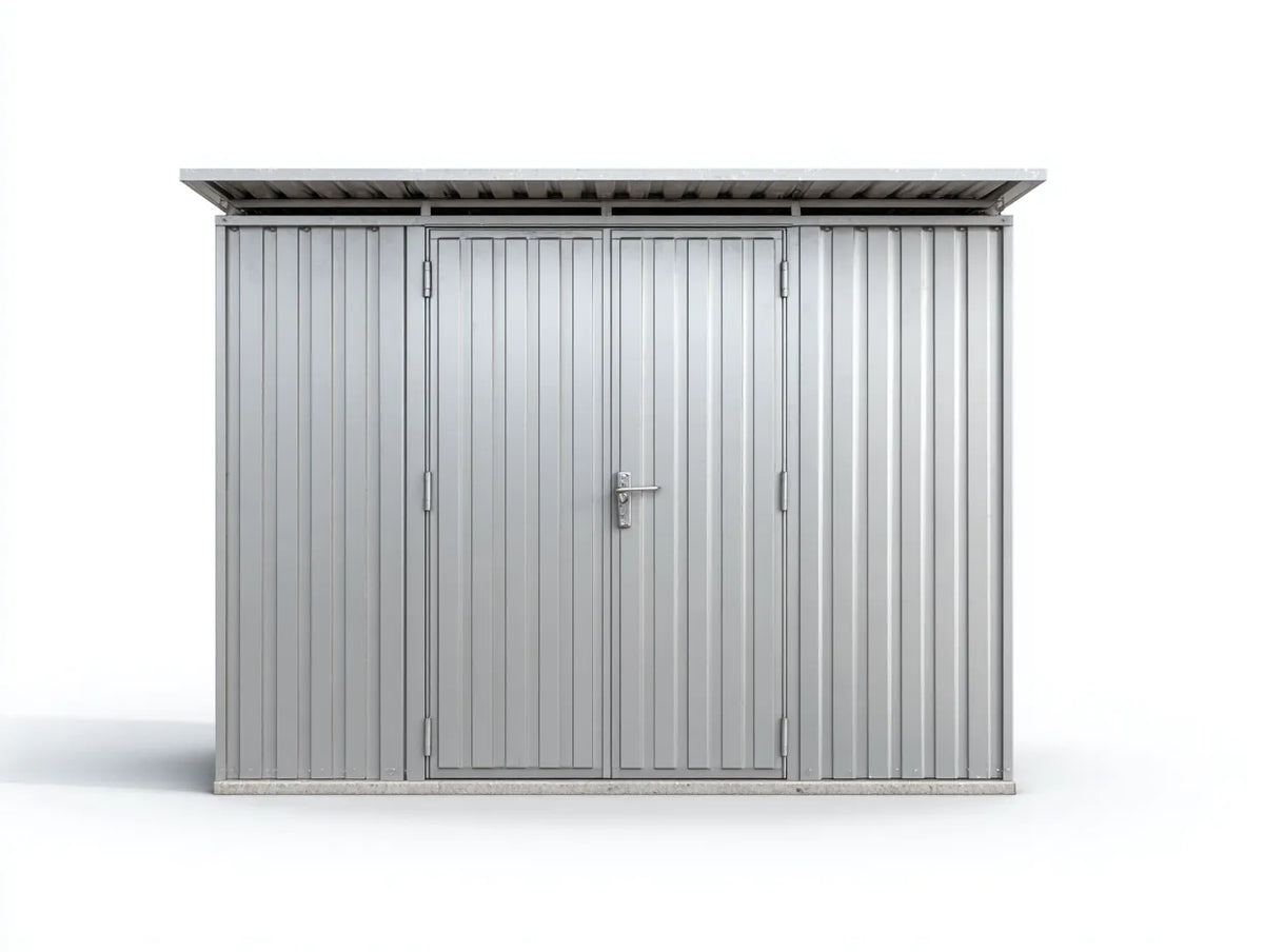 Gartenhäuschen 300×240×250 cm - Metallkonstruktion - beige - für den Außenbereich - mit Fenstern und Tür