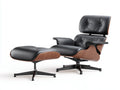 Wohnzimmer-Sessel 154×86×91 cm - Schwarz/Braun - gepolsterter Ledersessel mit Ottoman und Drehgestell