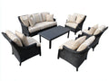 Gartentisch- und Stuhlset 300×250×90 cm - Polyrattan und Metall - schwarz-beige - für den Außenbereich - 6-teiliges Loungeset