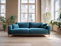 Wohnzimmer-Sofa 224×96×82 cm - Petrolblau - gerippter Stoffbezug mit breiter Komfortsitzfläche