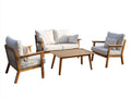 Gartentisch- und Stuhlset 250×180×82 cm - Holz/Creme - Outdoor-Loungeset mit Tisch und Sitzgruppe