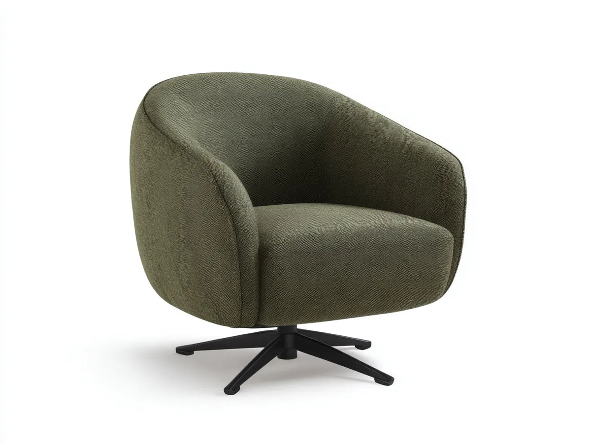 Sessel 82×78×80 cm - Stoff und Metall - grün/schwarz - für das Wohnzimmer - mit Drehfunktion