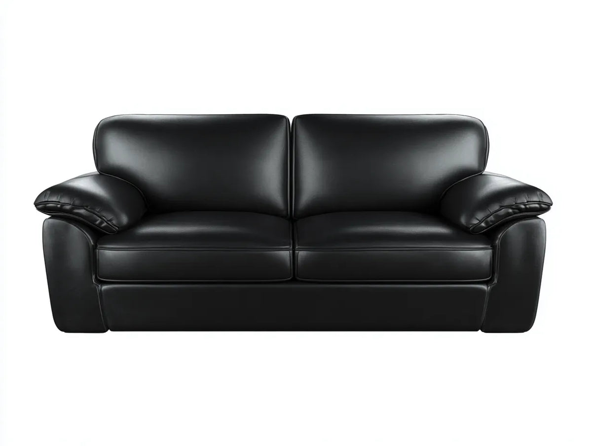 Kunstleder-Sofa 190×92×88 cm - Schwarz - Zweisitzer mit breiten Armlehnen fürs Wohnzimmer