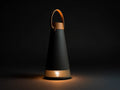 Tragbare Außenlampe 18×18×48 cm - Schwarz/Braun - kegelförmige LED-Leuchte mit Tragegriff für Terrasse und Garten