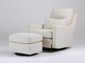 Sessel 86×98×108 cm - Stoff und Metall - beige/schwarz - für das Wohnzimmer - mit Hocker und Drehfunktion