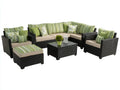 Gartentisch- und Stuhlset 310×230×86 cm - Schwarz/Beige - Polyrattan-Loungeset mit Ecksofa und Glastisch