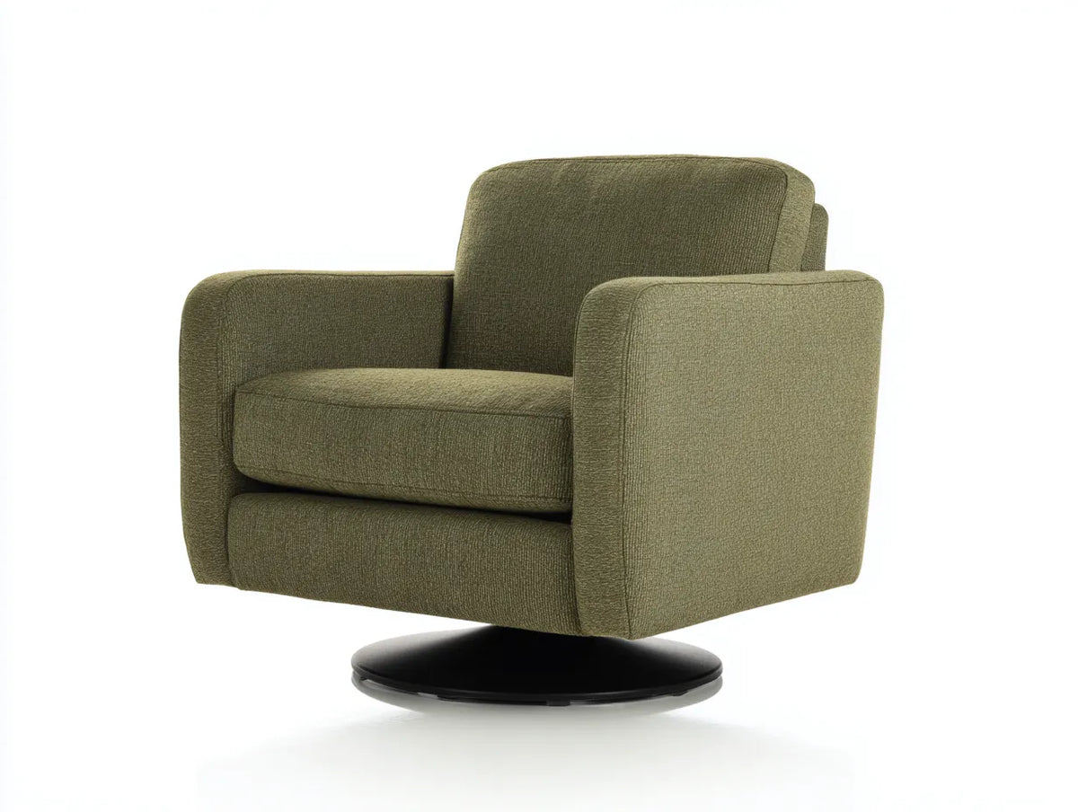 Sessel 88×84×86 cm - Stoff und Metall - grün/schwarz - für das Wohnzimmer - mit Drehteller und breiten Armlehnen