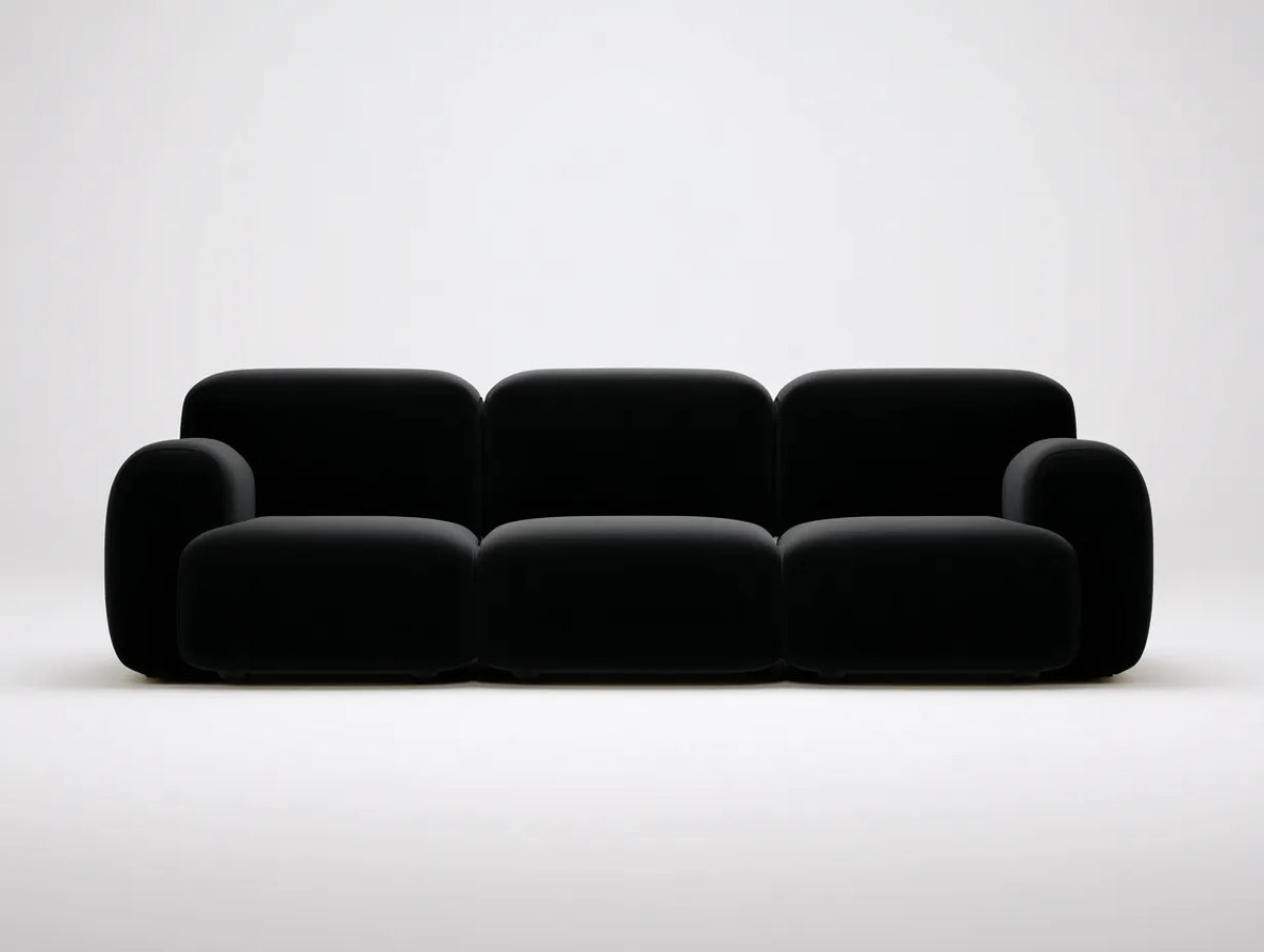 Stoff-Sofa 228×94×76 cm - Schwarz - Dreisitzer fürs Wohnzimmer
