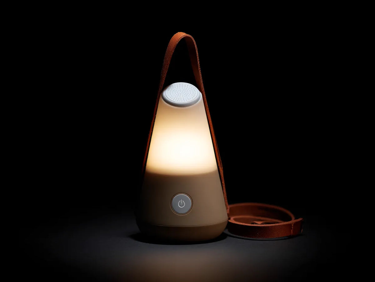 Tragbare Außenlampe 13×13×30 cm - Beige Braun - LED mit Lautsprecher für Im Freien