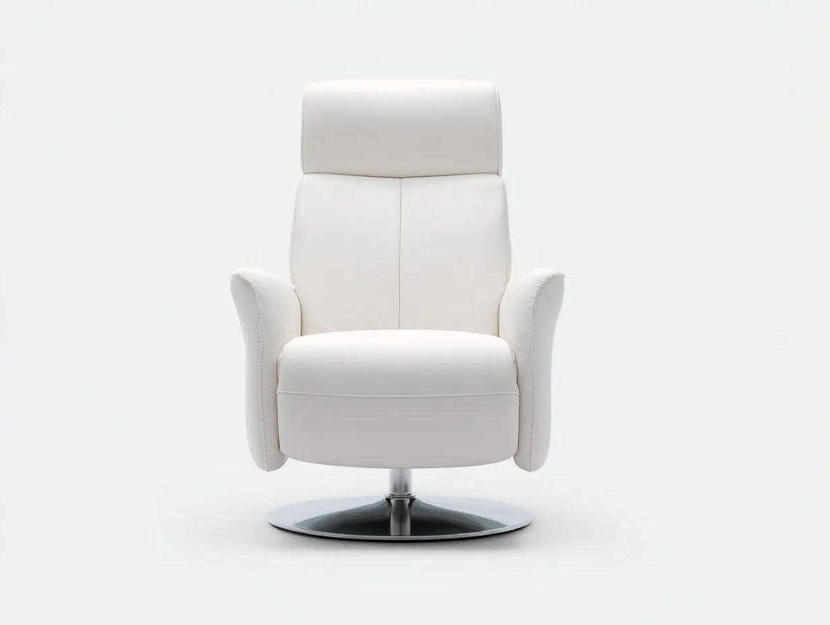 Wohnzimmer-Sessel 82×88×112 cm - Weiß - gepolsterter Drehsessel in Lederoptik mit hoher Rückenlehne
